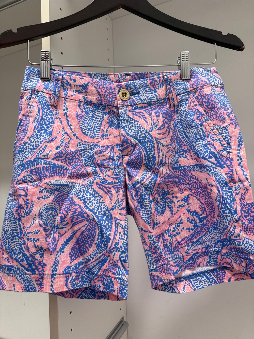 Lilly Pulitzer Pink and Blue Paisley-Print Chino Shorts